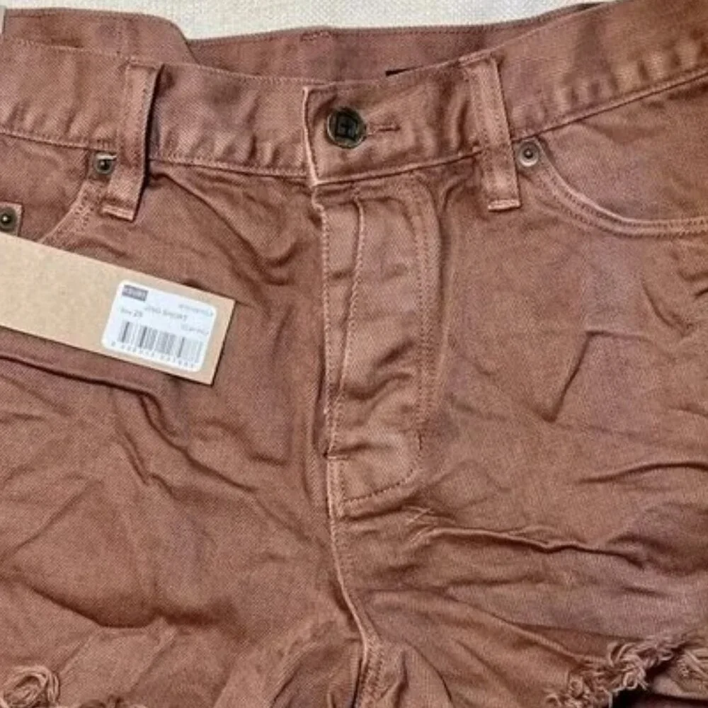 NWT KSUBI Jing Raw Hem Shorts Brown Fit: Low Rise Decorated side slit 29w Mauve
